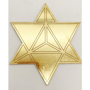 Merkabah - Tetraedro Stella - Supporto piatto in Plexiglass a specchio dorato