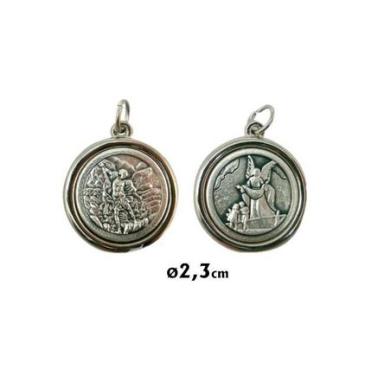 Medaglia Amuleto in metallo con San Michele e Angelo Custode 2,3 cm