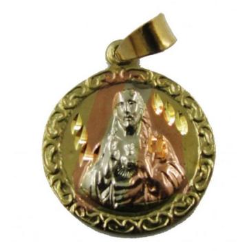 Cuore di Gesù Amuleto Tumbaga Medaglia 3 Metalli 2,5 cm
