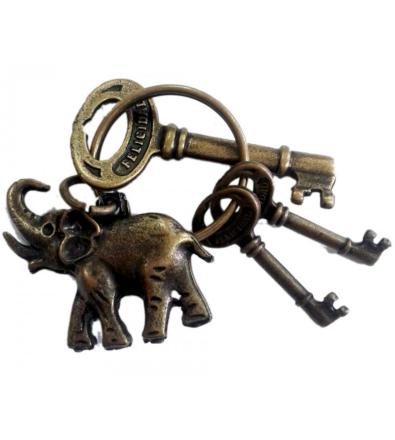 Amuleto portafortuna 3 chiavi con elefante e ferro di cavallo Online