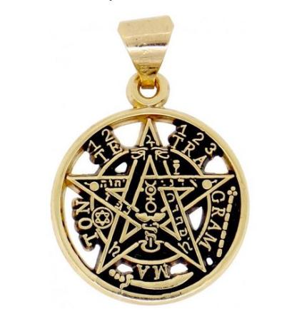Ciondolo Amuleto con Tetragramaton in bagno d'oro 2,5 cm
