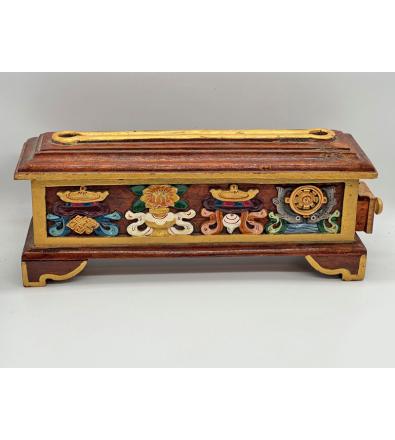 Portaincensi originale tibetano in legno tradizionale