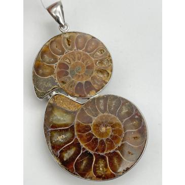 Ciondolo con Ammonite doppia con Opale in Argento 925
