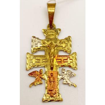 Ciondolo Amuleto Croce di Caravaca in 3 Metalli 4,5 cm