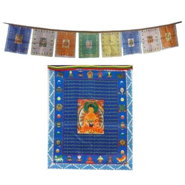Bandierine di preghiera tibetane esclusive con filo da 10 - 28x35