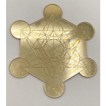 Cubo di Metatron - Supporto piatto in Plexiglass dorato - cm 16