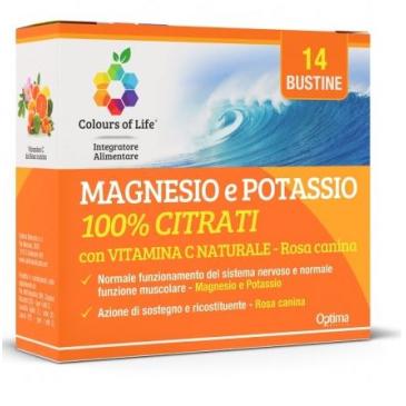 Colours of Life Magnesio e Potassio, 100% citrati con Vitamina C Naturale Rosa Canina