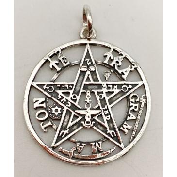 Ciondolo Talismano Pentagramma Tetragrammaton in Argento 925