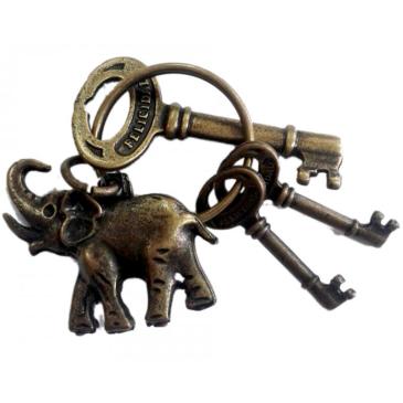 Amuleto Portafortuna 3 Chiavi con Elefante e Ferro di Cavallo