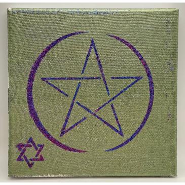 Pentacolo Tetragrammaton - Tela dipinta a mano - cm 20 x 20