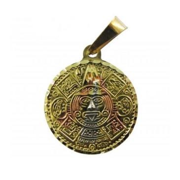 Ciondolo Amuleto Calendario Azteca Tumbaga in tre metalli 3,5 cm