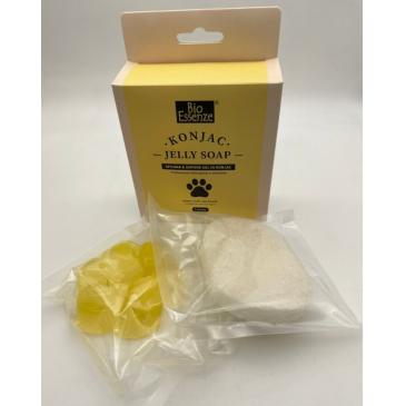 Konjac - Jelly Soap spugna e sapone gel in konjac, trattamento detergente e idratante al limone