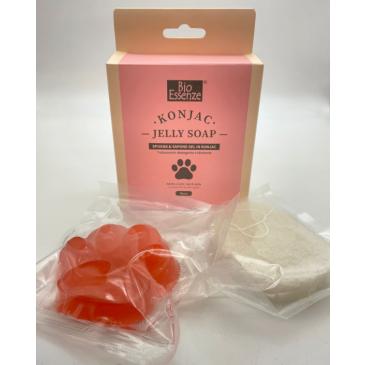 Konjac - Jelly Soap spugna e sapone gel in konjac, trattamento detergente e idratante alla rosa