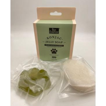 Konjac - Jelly Soap spugna e sapone gel in konjac, trattamento detergente e idratante al te verde
