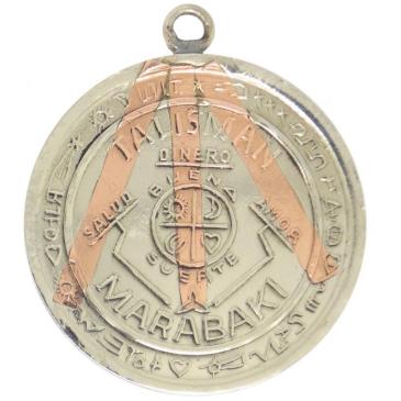 Ciondolo Amuleto Marabaki con Tetragramaton in 3 metalli (Fortuna, Denaro, Amore, Salute) 2,5cm