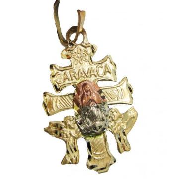 Ciondolo Amuleto Croce di Caravaca in 3 metalli 3,5cm