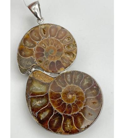 Ciondolo con Ammonite doppia con Opale in Argento 925