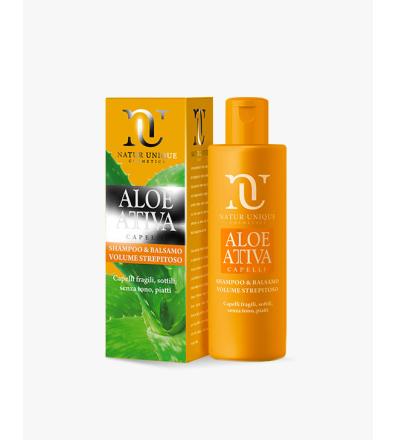 Aloe Attiva Shampoo e Balsamo Volume Strepitoso Capelli Fragili, Sottili, Senza Tono, Piatti 250ml