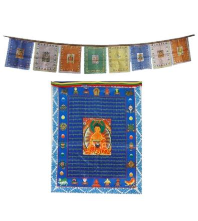 Bandierine di preghiera tibetane esclusive con filo da 10 - 28x35