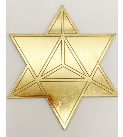 Merkabah - Tetraedro Stella - Supporto piatto in Plexiglass a specchio dorato