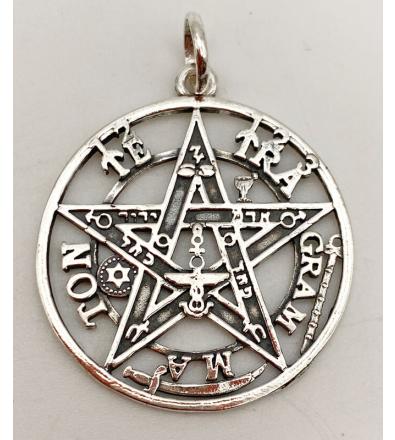 Ciondolo Talismano Pentagramma Tetragrammaton in Argento 925