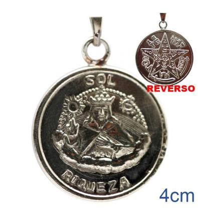 Ciondolo Amuleto di Re Salomone per la Ricchezza con Tetragrammaton - in tre metalli