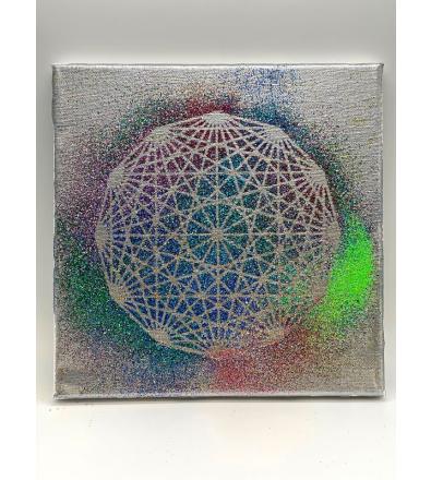 Tesseract o "cubo cosmico" - Tela dipinta a mano - cm 20 x 20
