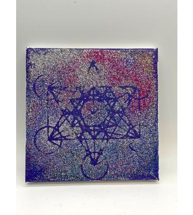 Cubo di Metatron metafisico - Tela dipinta a mano - cm 15 x 15