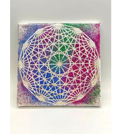 Tesseract o "cubo cosmico" - Tela dipinta a mano - cm 15 x 15