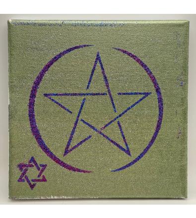 Pentacolo Tetragrammaton - Tela dipinta a mano - cm 20 x 20