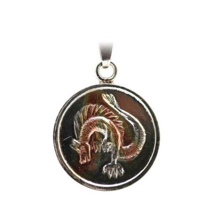 Ciondolo Amuleto di Protezione con Drago e Tetragrammaton 3,5 cm