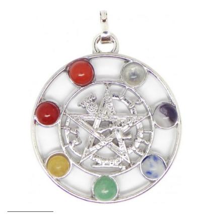Amuleto Tetragrammaton con 7 Chakra 2,5 cm