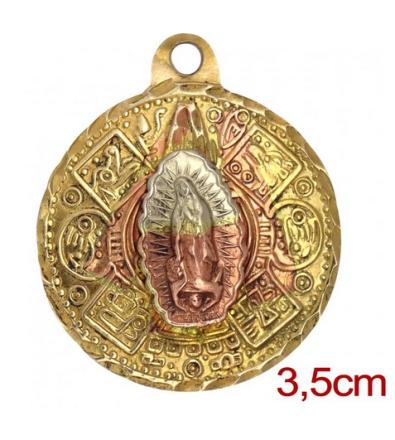 Amuleto Guadalupe con CalendarioTumbaga 3 Metalli 3,5cm