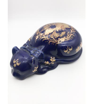 Gatto blu sdraiato in Ceramica Cinese