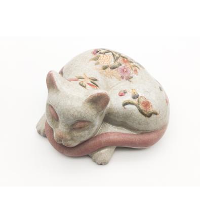 Gatto rosa sdraiato in Ceramica Cinese