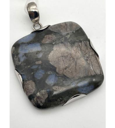 Ciondolo con Opale Boulder quadrato in Argento 925