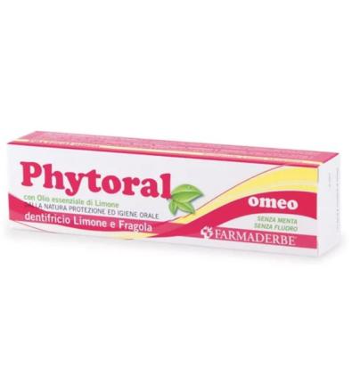Dentifricio Phytoral omeo limone e fragola 75 ml senza menta senza fluoro